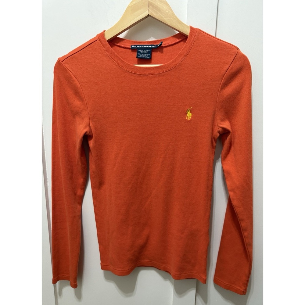 Ralph Lauren Sport Long Sleeve Crewneck Orange Size M 100% Cotton